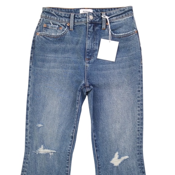 Pistola Lennon Distressed High Rise Crop Boot Jeans -Size 26 - Denny Distressed - Picture 2 of 13